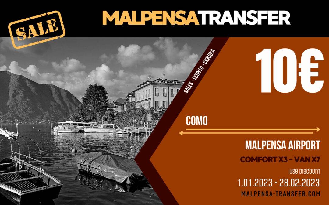 Transfer Taxi from Malpensa Airport to Como – Discount for trip 10 €