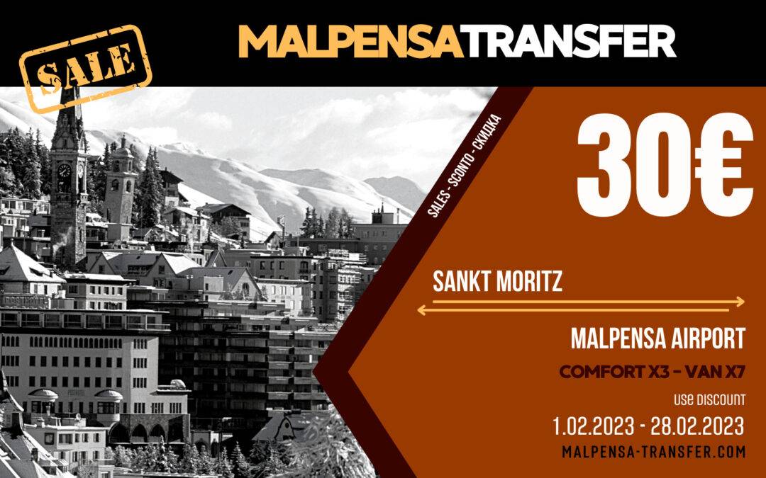 Transfer Taxi from Malpensa Airport to St.Moritz – Discount for trip 30 €